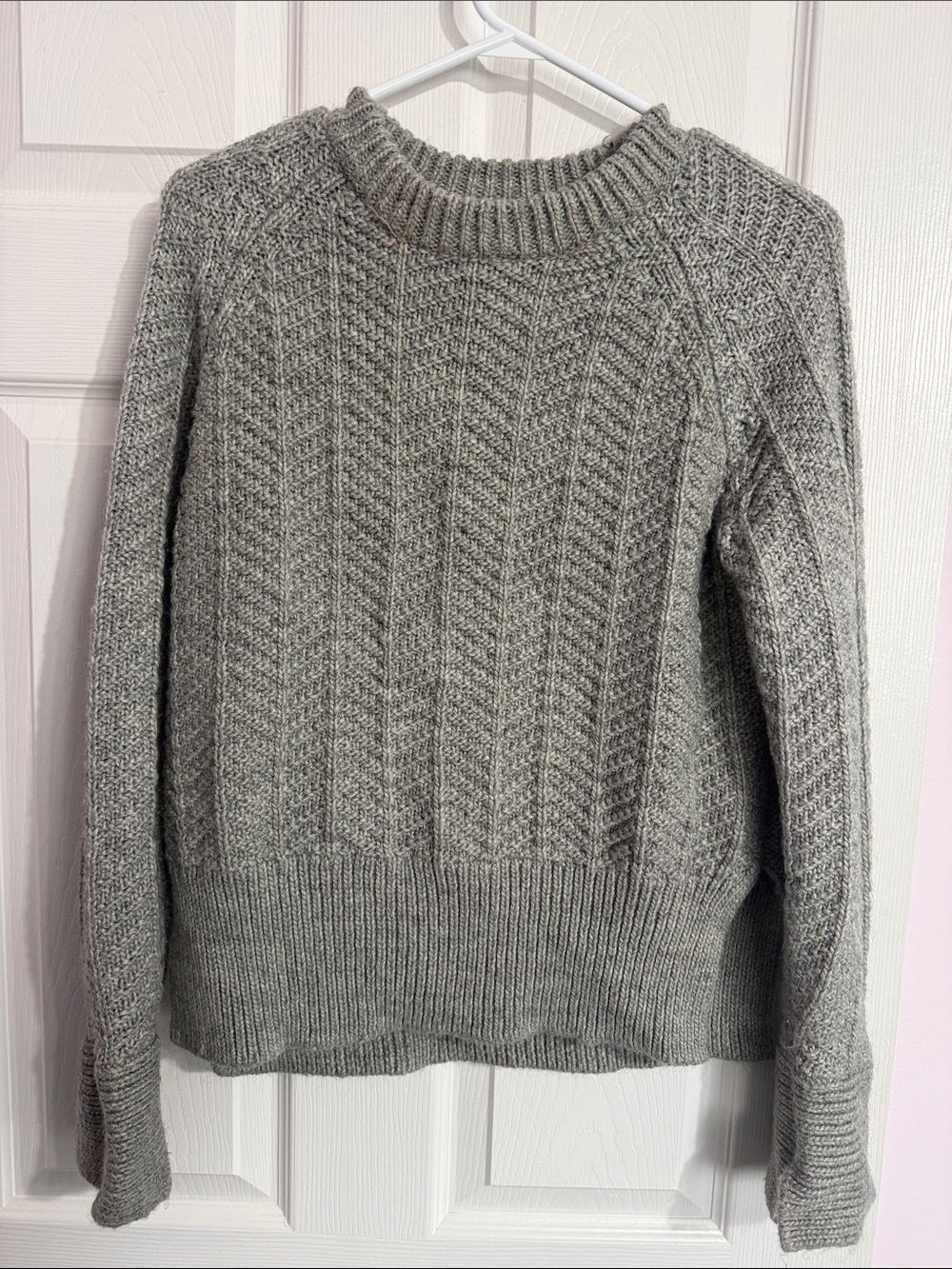 H&M Heather Gray Cable Knit Crewneck Sweater